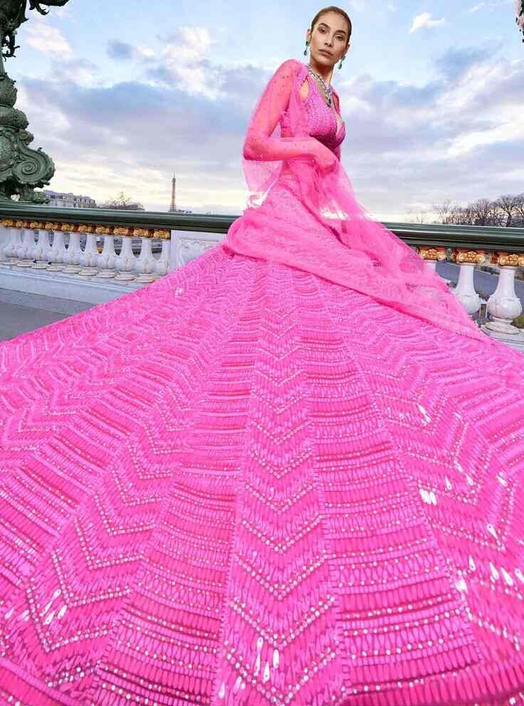 Bubblegum Pink Sequin Lehenga